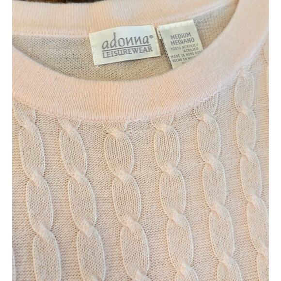 Adonna Leisurewear 2 Pc Soft Nightgown PJ Pink Long Sleeve Pants Medium Lounge - Picture 3 of 3